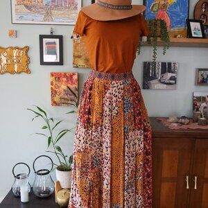 Anthropologie Bhanuni Jyoti by Panthera Boho Leopard Print Maxi Skirt Size 4